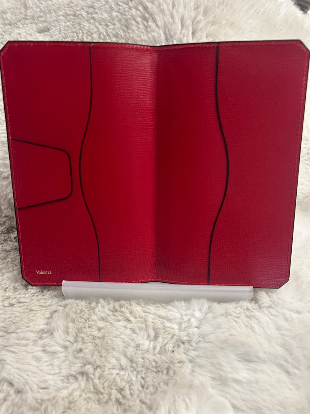 Valextra long red leather travel wallet Passport holder Retail $550